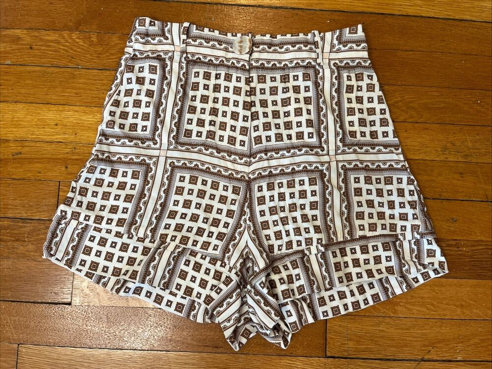 Anthropologie Sancia S High Waist Shorts Brown Floral Tencel Boho Sailor Pocket